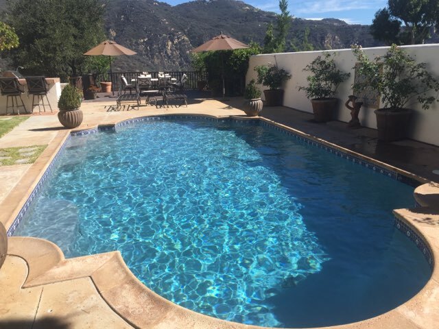 Pool by the mountains.